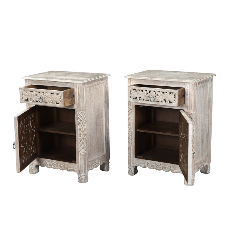Pemberly Row 1-drawer 1-Door Solid Wood Nightstand (Left) in White