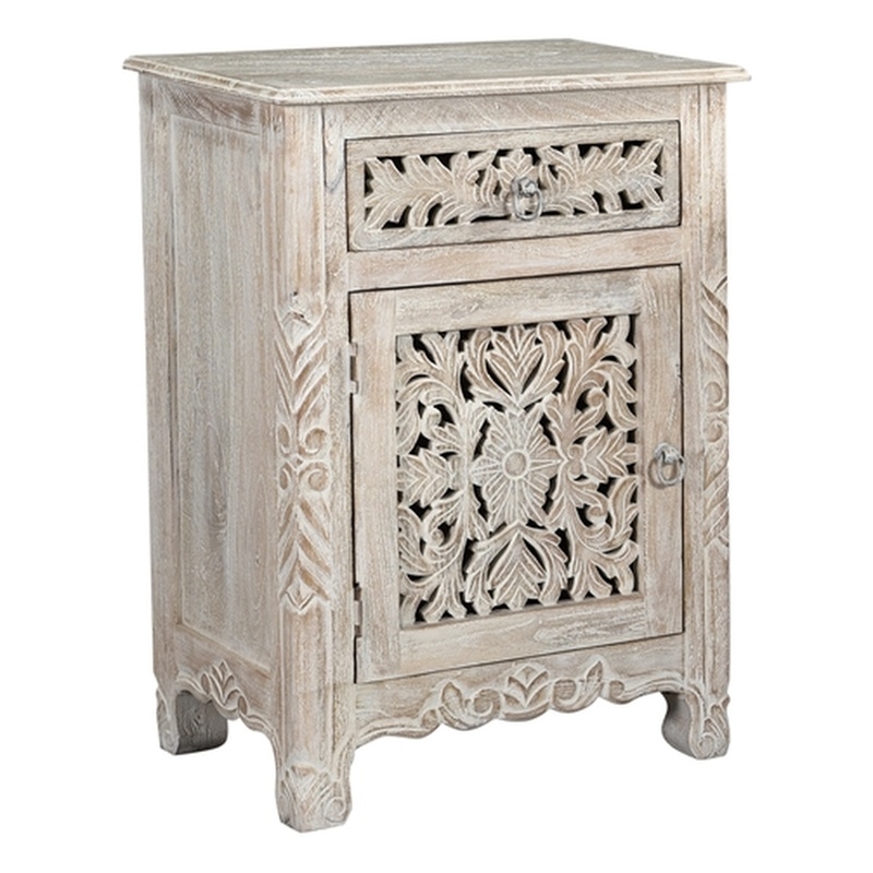 Pemberly Row 1-drawer 1-Door Solid Wood Nightstand (Left) in White