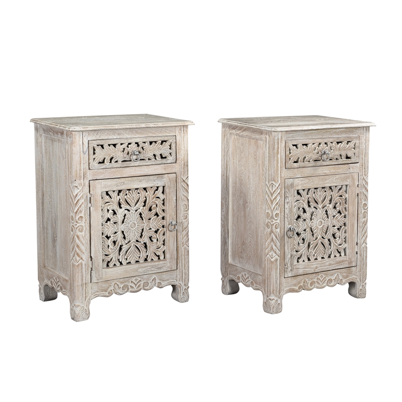 Pemberly Row 1-drawer 1-Door Solid Wood Nightstand (Right) in White