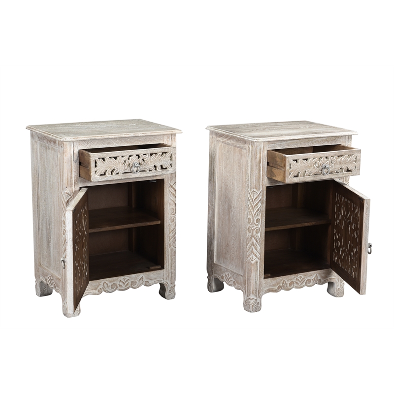 Pemberly Row 1-drawer 1-Door Solid Wood Nightstand (Right) in White