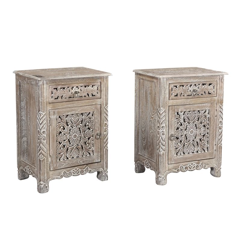 Pemberly Row 1-drawer 1-Door Solid Wood Nightstand (Right) in Gray