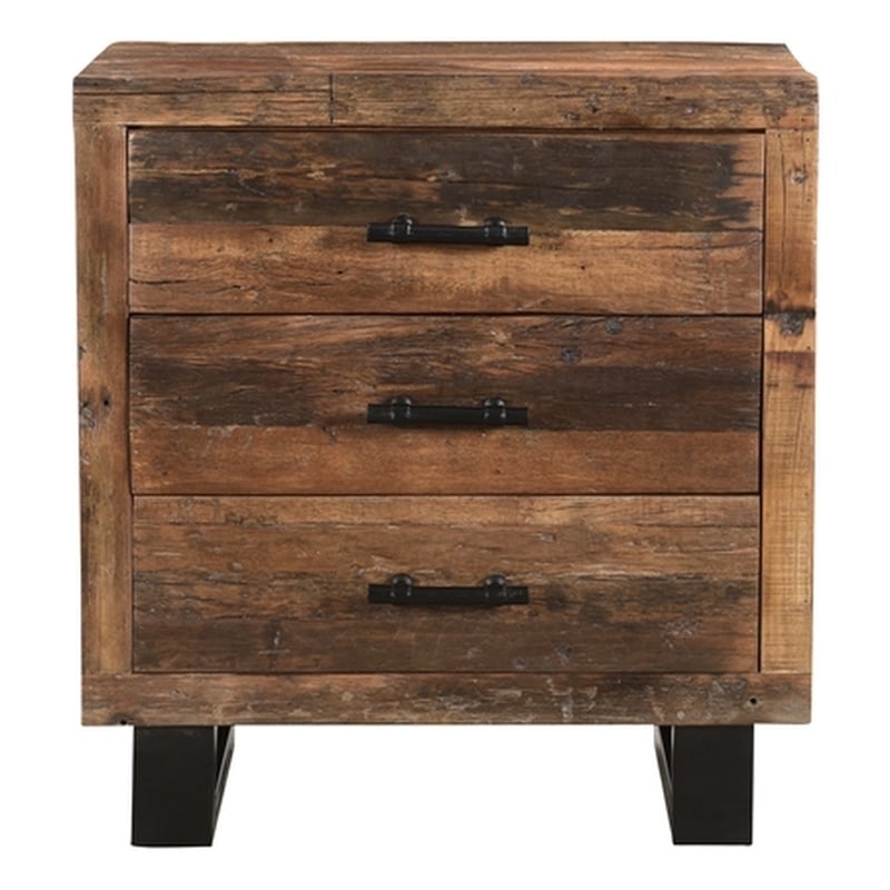Pemberly Row 3-drawer Solid Wood Nightstand in Dark Brown/Black