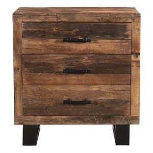 Pemberly Row 3-drawer Solid Wood Nightstand in Dark Brown/Black