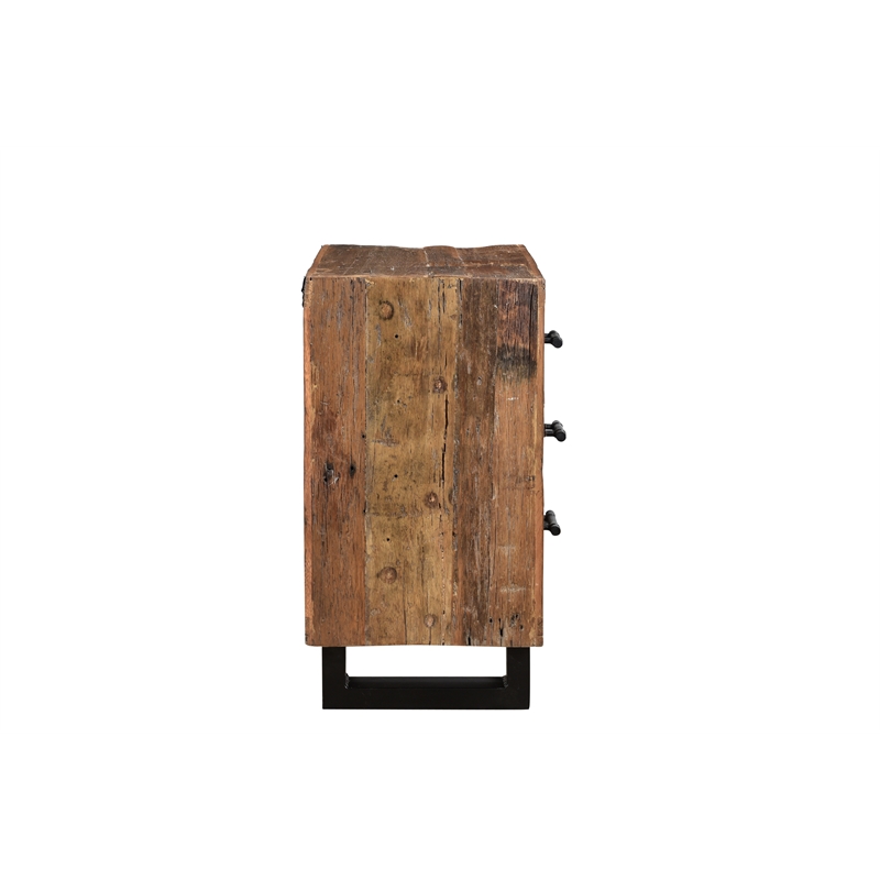 Pemberly Row 3-drawer Solid Wood Nightstand in Dark Brown/Black