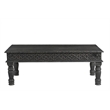 Pemberly Row Farmhouse Carved Solid Wood Coffee Table in Black