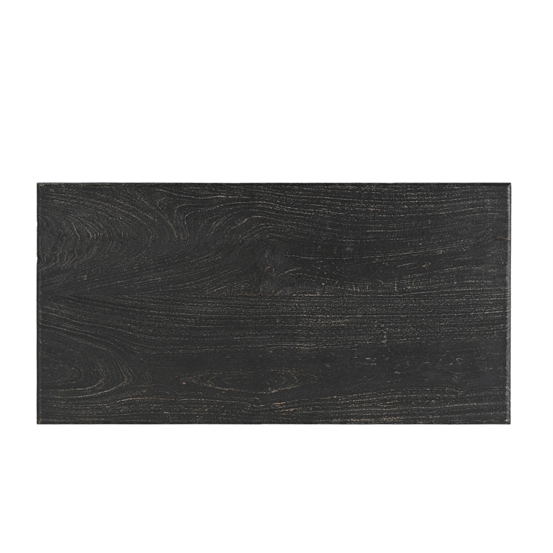 Pemberly Row Farmhouse Carved Solid Wood Coffee Table in Black