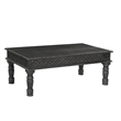Pemberly Row Farmhouse Carved Solid Wood Coffee Table in Black