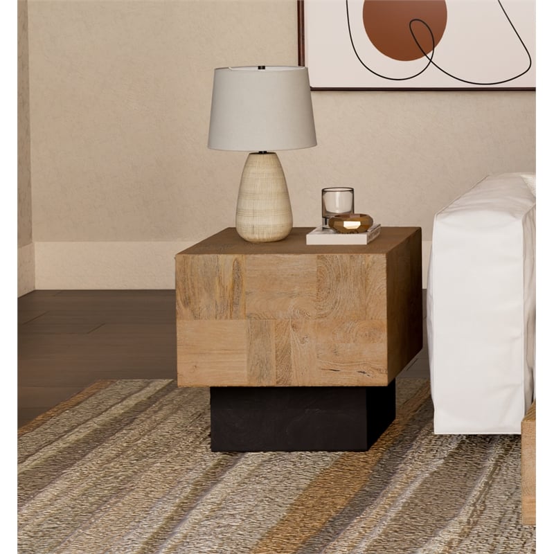 Pemberly Row Contemporary Solid Wood Square End Table in Brown