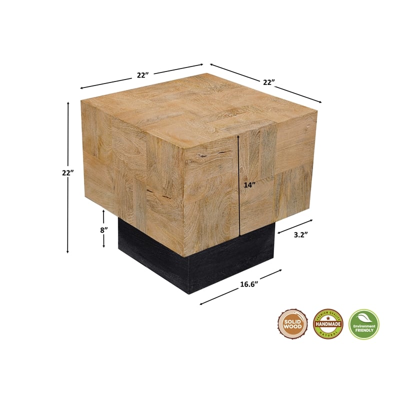 Pemberly Row Contemporary Solid Wood Square End Table in Brown