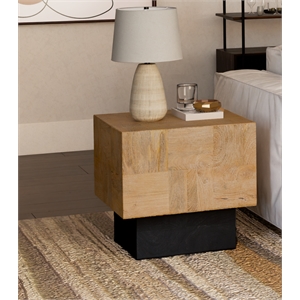 Pemberly Row Contemporary Solid Wood Square End Table in Brown