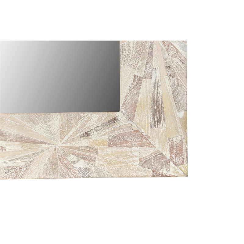 Pemberly Row Chevron Solid Wood Accent Mirror in White Multicolor