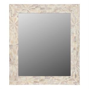 Pemberly Row Chevron Solid Wood Accent Mirror in White Multicolor