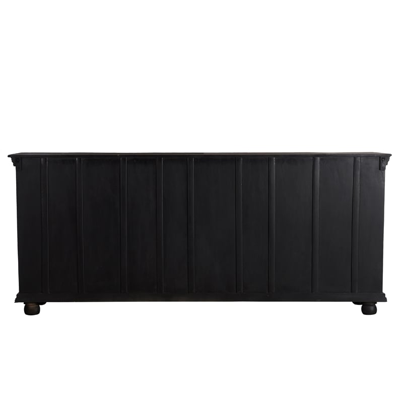 Pemberly Row 4-drawer 4-Door Carved Solid Wood Sideboard in Black