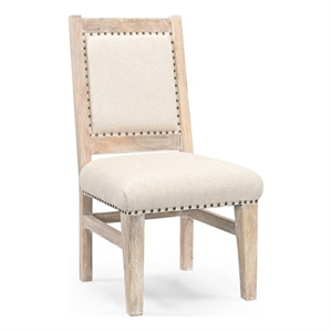 Pemberly Row Farmhouse Upholstered Solid Wood Accent Chair in Beige