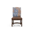 Pemberly Row Chenille/Leather Dining Chairs (Set of 2) in Blue/Brown