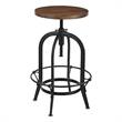 Pemberly Row Adjustable Height Solid Wood Stool in Brown/Black