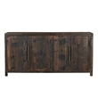 Pemberly Row Farmhouse 4-Door Solid Wood Sideboard in Dark Brown