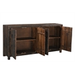 Pemberly Row Farmhouse 4-Door Solid Wood Sideboard in Dark Brown