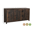 Pemberly Row Farmhouse 4-Door Solid Wood Sideboard in Dark Brown