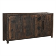 Pemberly Row Farmhouse 4-Door Solid Wood Sideboard in Dark Brown