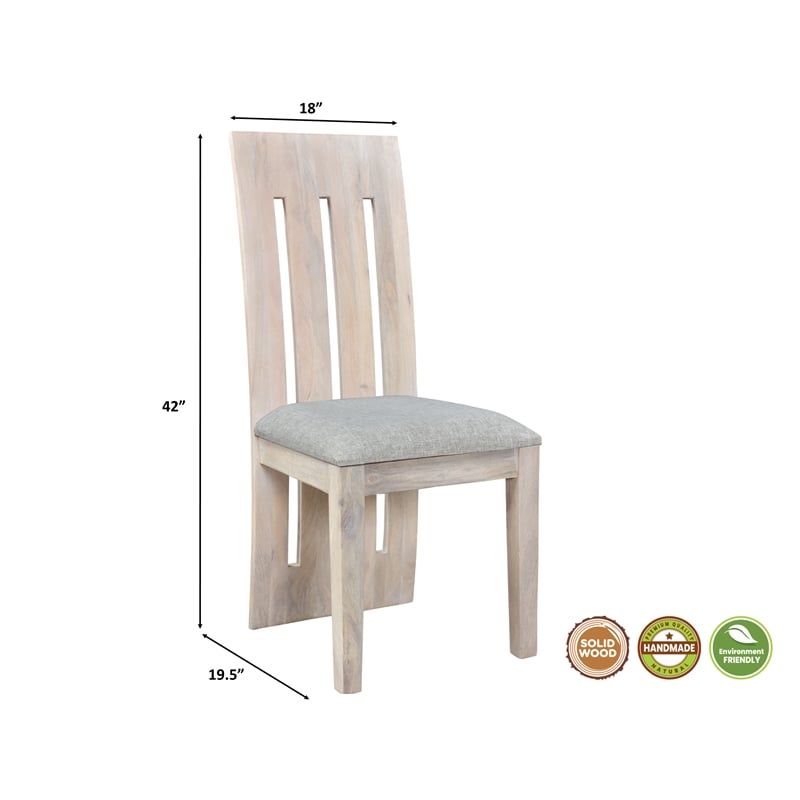 Pemberly Row Upholstered Solid Wood Dining Chairs (Set of 2) in White
