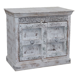 Pemberly Row Farmhouse 2-Door Solid Wood Sideboard in White Finish