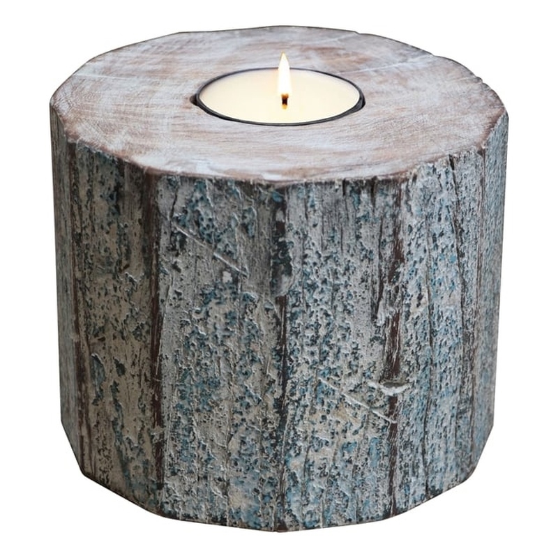 Pemberly Row Handcrafted Solid Wood Decorative Candle Stand in White
