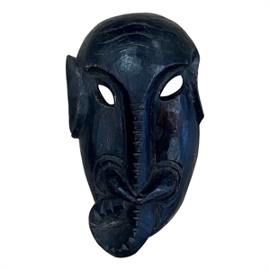 Pemberly Row Handcrafted Solid Wood Decorative Mask in Black