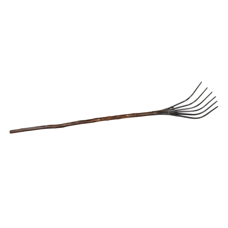 Pemberly Row Solid Wood and Metal Decorative Rake in Brown/Black