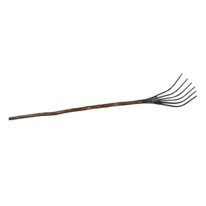 Pemberly Row Solid Wood and Metal Decorative Rake in Brown/Black