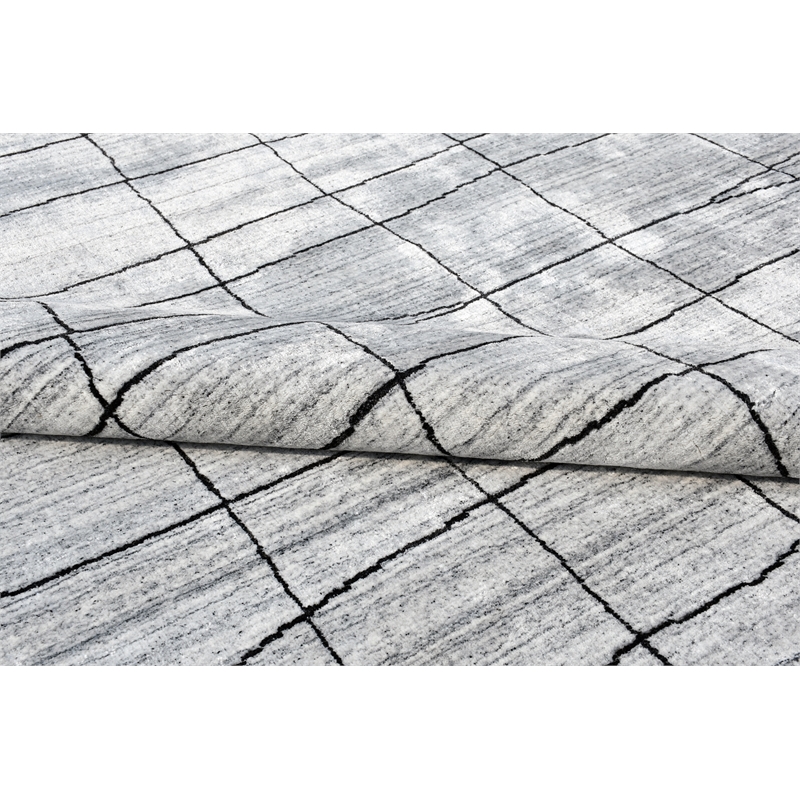 Pemberly Row 6' x 9' Abstract Wool Area Rug in White/Dark Gray