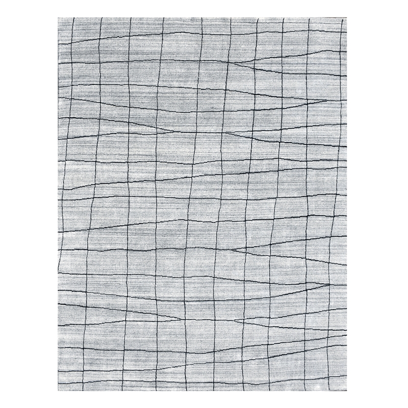 Pemberly Row 6' x 9' Abstract Wool Area Rug in White/Dark Gray