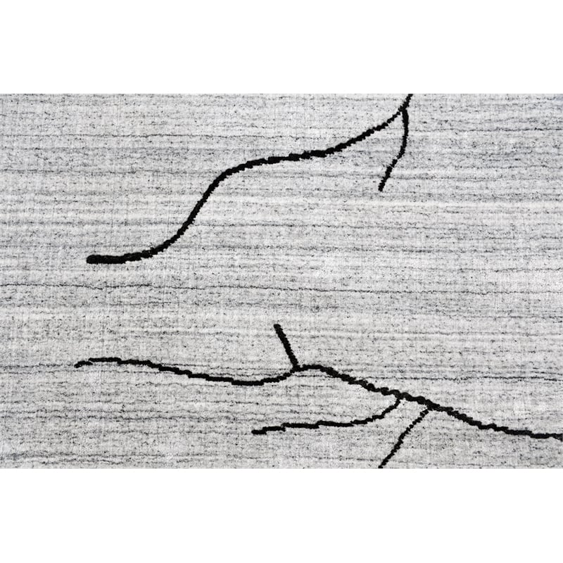 Pemberly Row 5' x 8' Abstract Wool Area Rug in White/Dark Gray