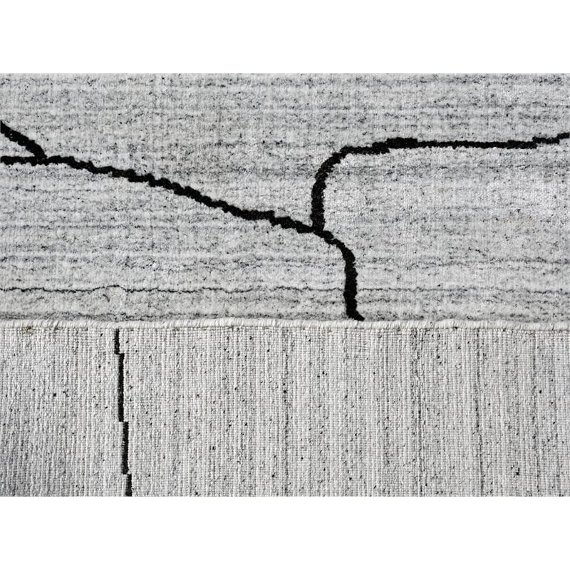 Pemberly Row 5' x 8' Abstract Wool Area Rug in White/Dark Gray