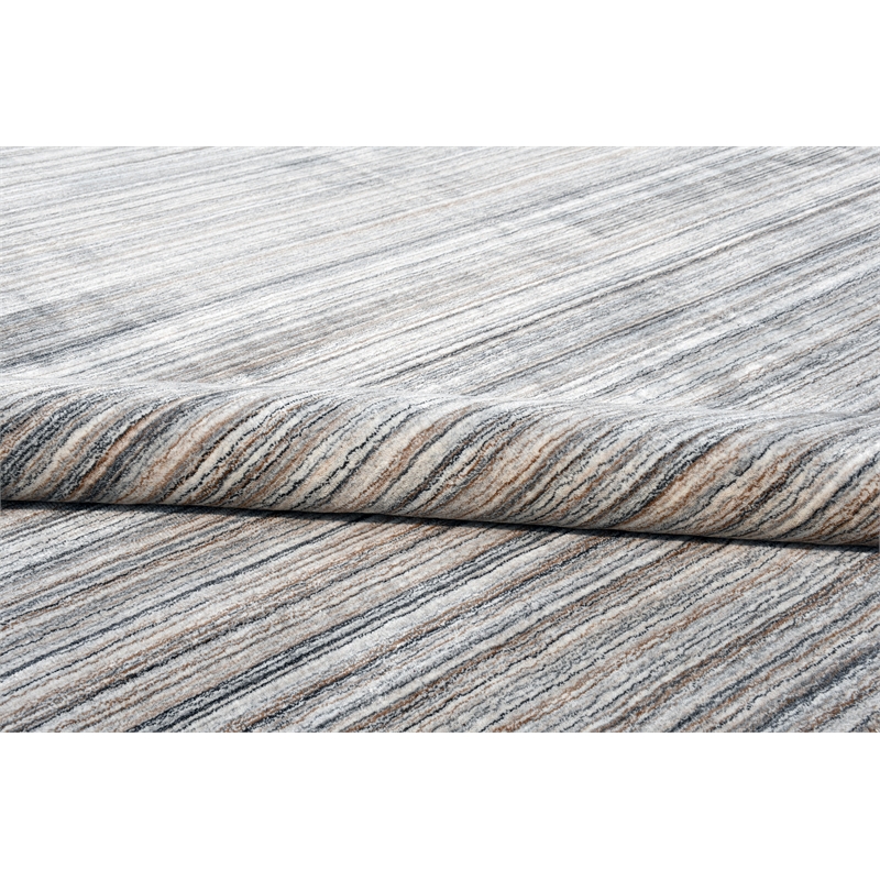 Pemberly Row 8' x 10' Abstract Stripe Wool Area Rug in Gray Multicolor
