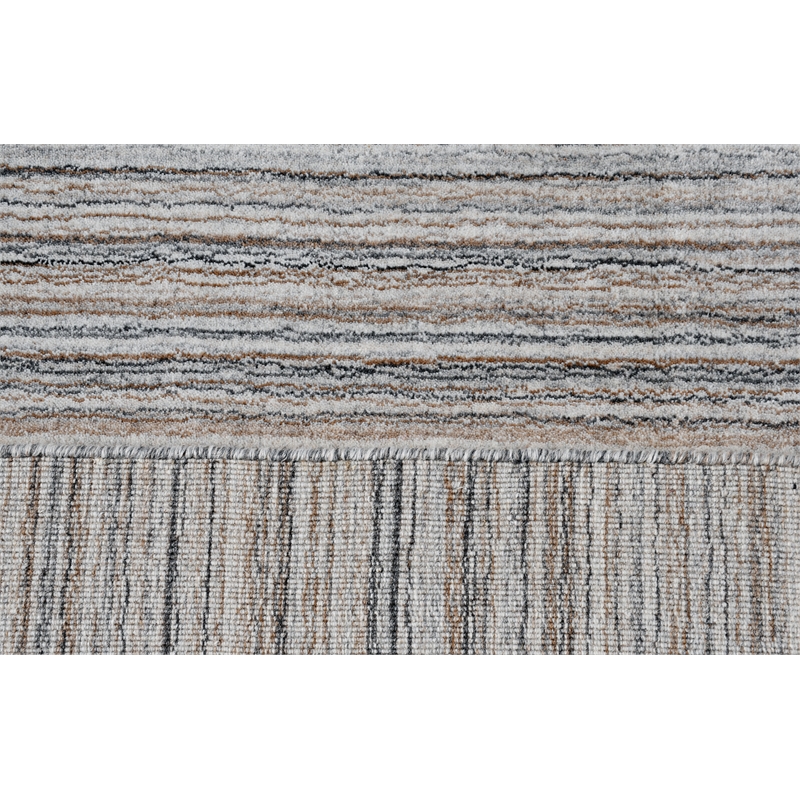 Pemberly Row 8' x 10' Abstract Stripe Wool Area Rug in Gray Multicolor