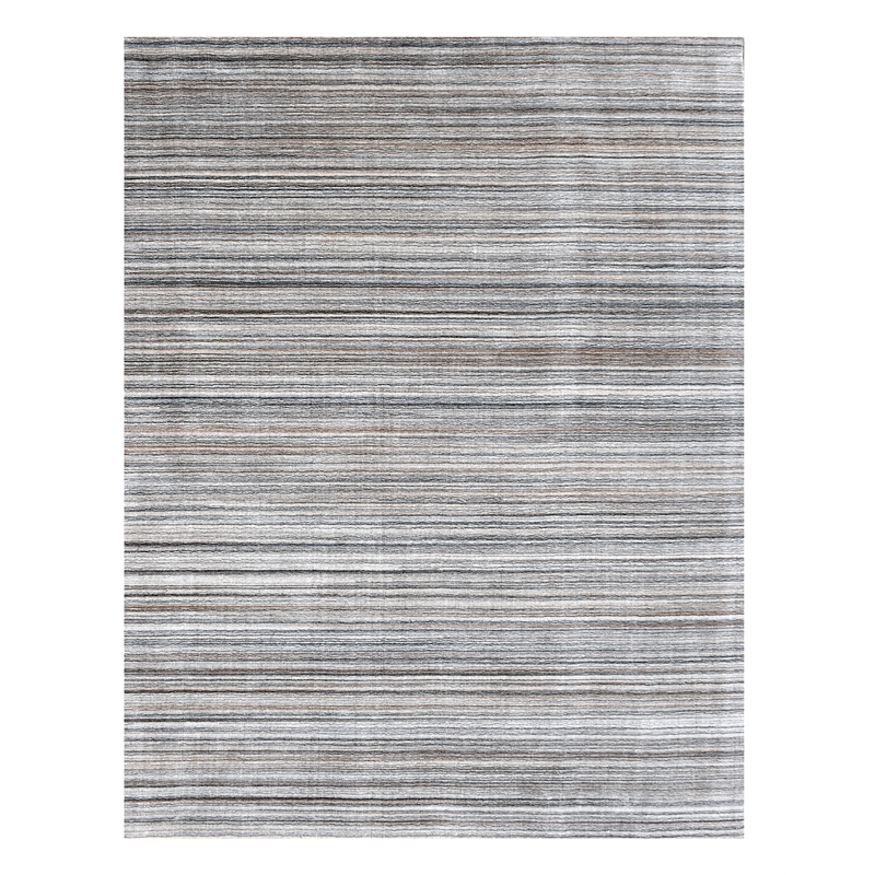 Pemberly Row 8' x 10' Abstract Stripe Wool Area Rug in Gray Multicolor