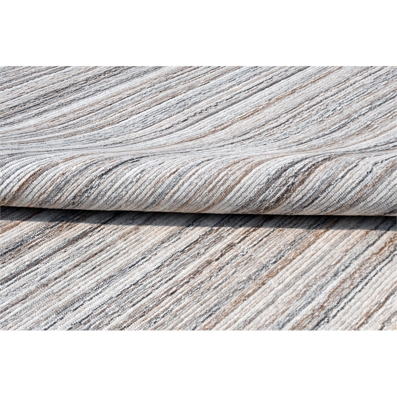 Pemberly Row 8' x 10' Abstract Stripe Wool Area Rug in Gray Multicolor