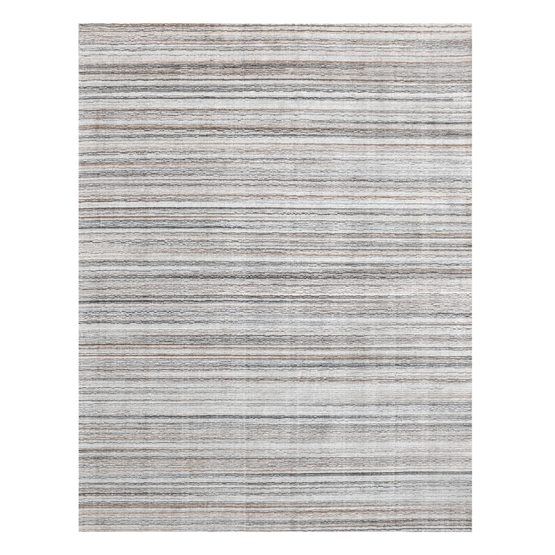 Pemberly Row 8' x 10' Abstract Stripe Wool Area Rug in Gray Multicolor