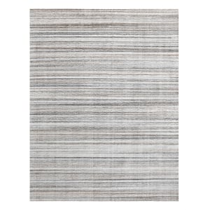 Pemberly Row 8' x 10' Abstract Stripe Wool Area Rug in Gray Multicolor