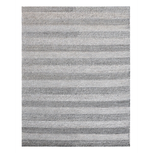 Pemberly Row 8' x 10' Contemporary Abstract Stripe Wool Area Rug in Gray
