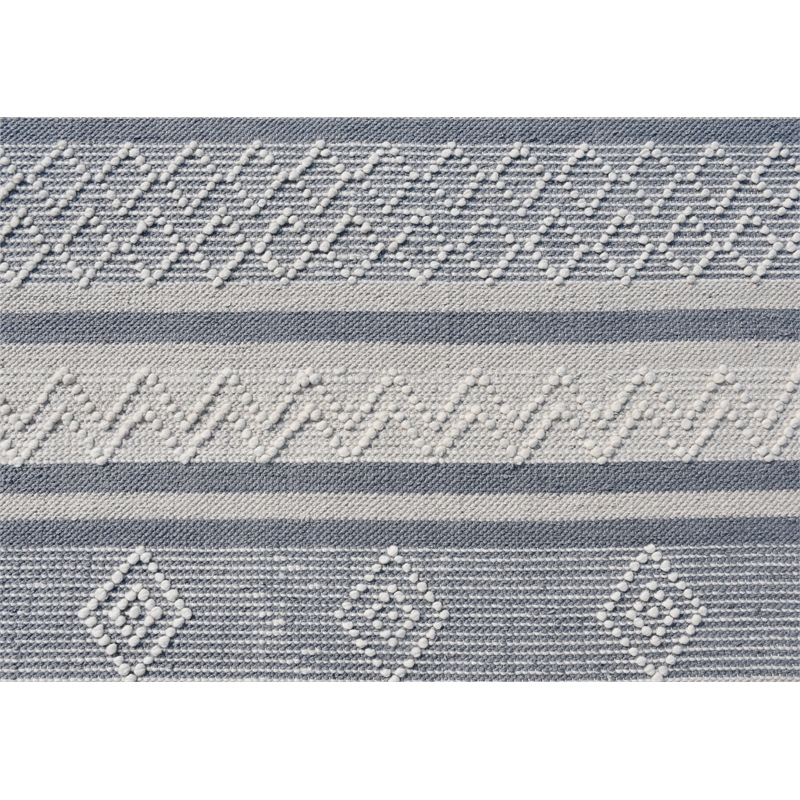 Pemberly Row Contemporary 8' x 10' Geometric Wool Area Rug in White/Gray