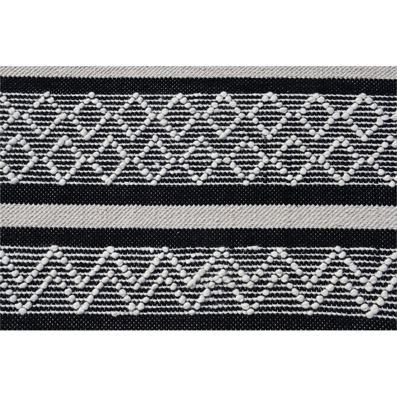 Pemberly Row 8' x 10' Geometric Pattern Wool Area Rug in White/Black