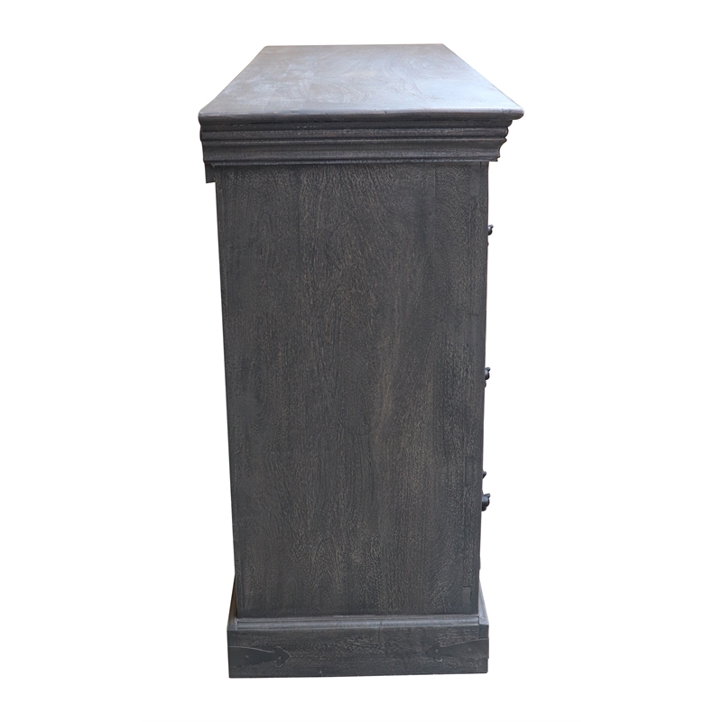 Pemberly Row Farmhouse 7-drawer Solid Wood Dresser in Dark Brown