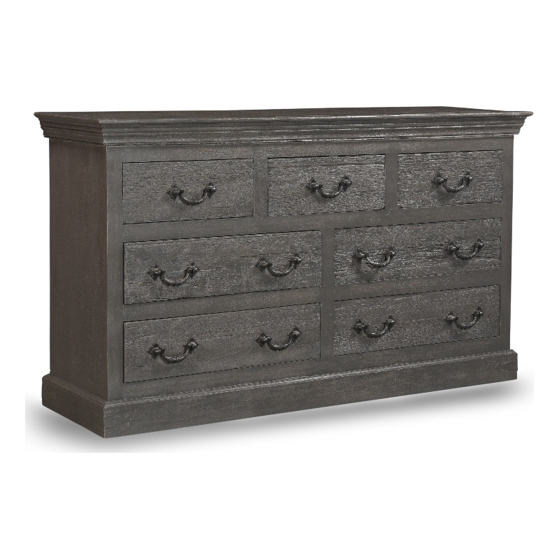 Pemberly Row Farmhouse 7-drawer Solid Wood Dresser in Dark Brown