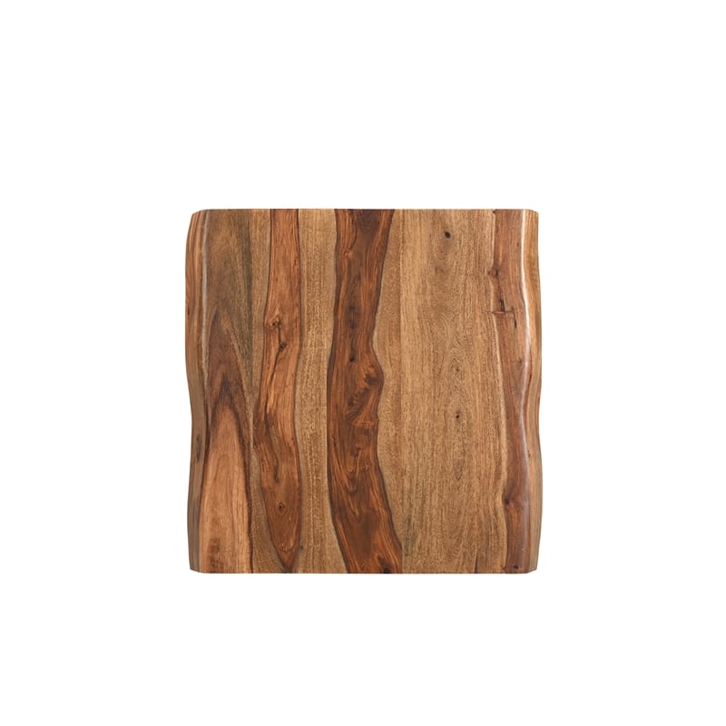 Pemberly Row Mid-Century Live Edge Solid Wood End Table in Brown
