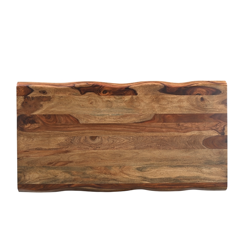 Pemberly Row Mid-Century Live Edge Solid Wood Coffee Table in Brown