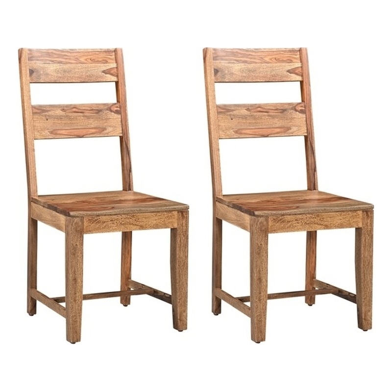 Pemberly Row Mid-Century Solid Wood Dining Chairs (Set of 2) in Brown