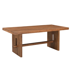 Pemberly Row Contemporary 75&quot Solid Wood Trestle Dining Table in Brown