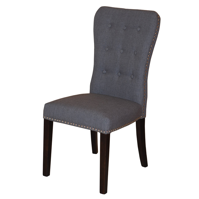 Pemberly Row Upholstered Solid Wood Dining Chairs (Set of 2) in Gray